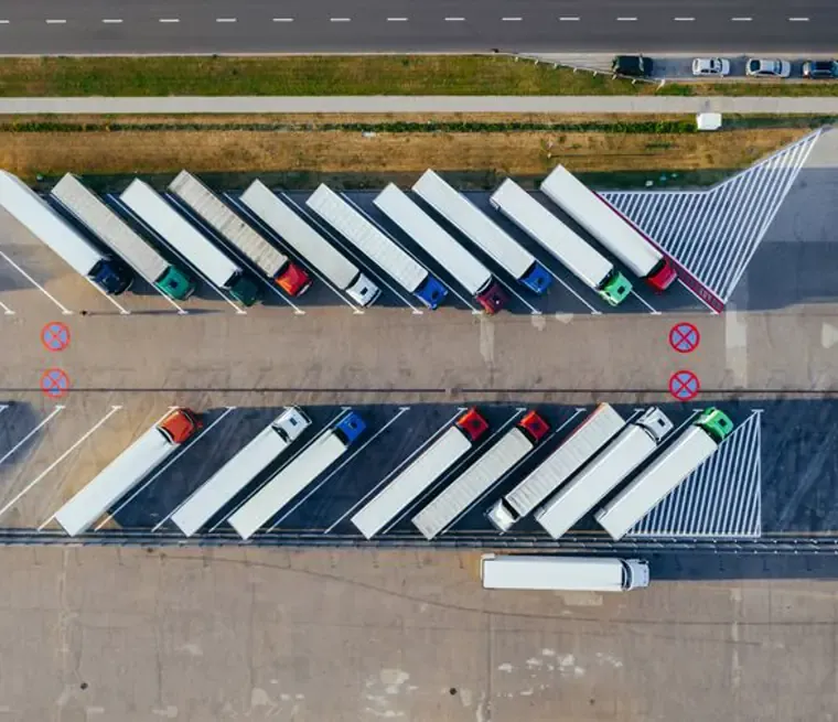 Illustrative truck yards setting