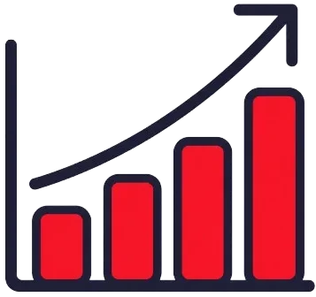 Rising chart showing improved security monitoring performance