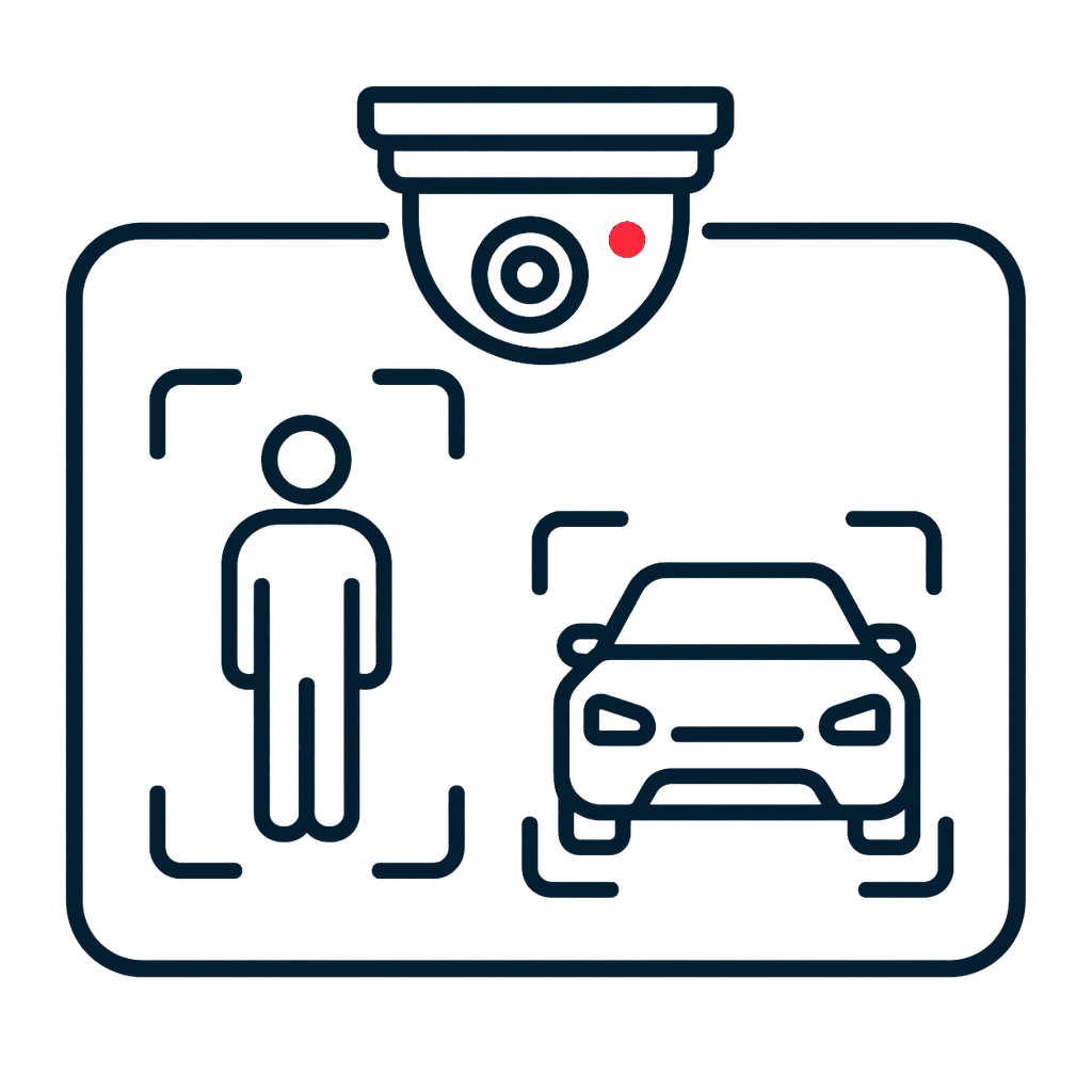 camera detecting a person and vehicle