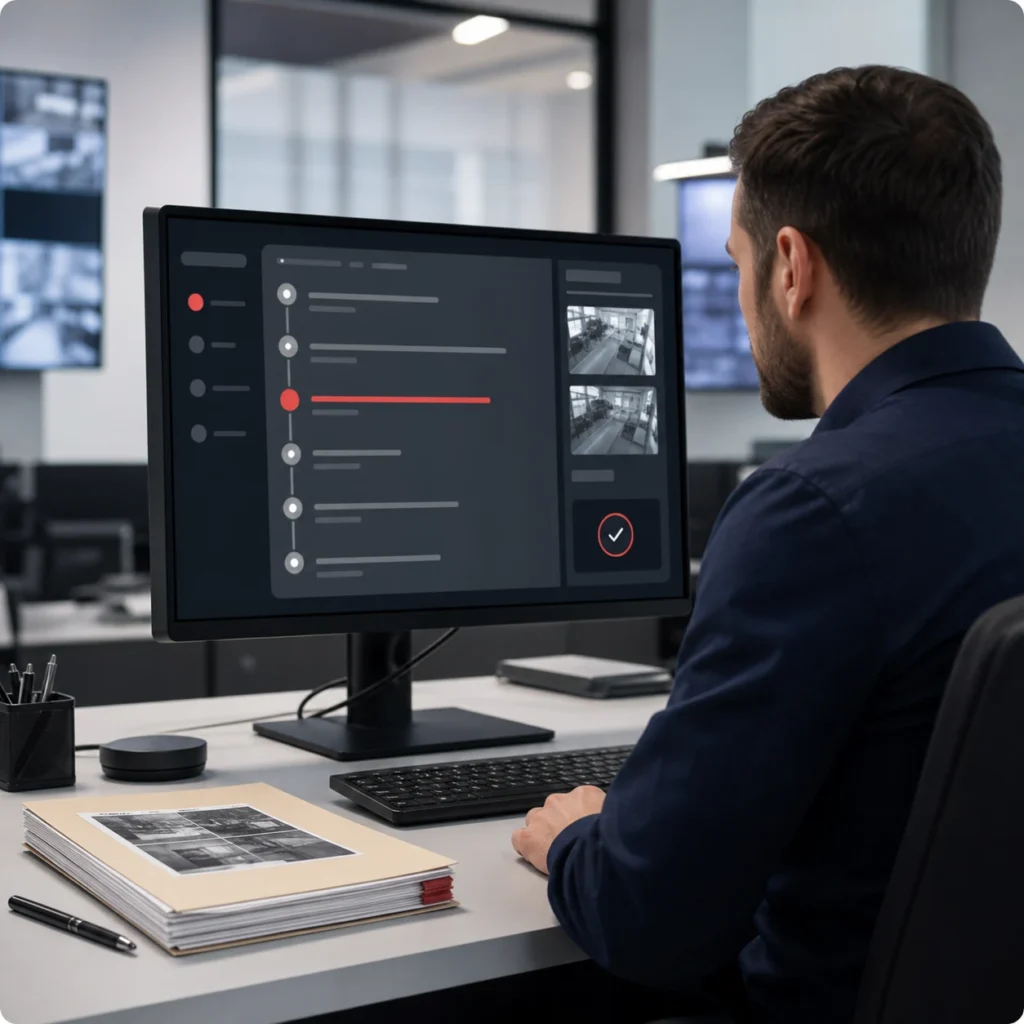 Security analyst reviewing a complete incident record and verification timeline