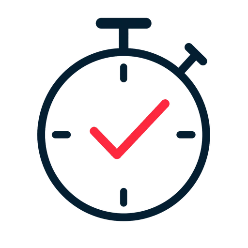 stopwatch with check mark